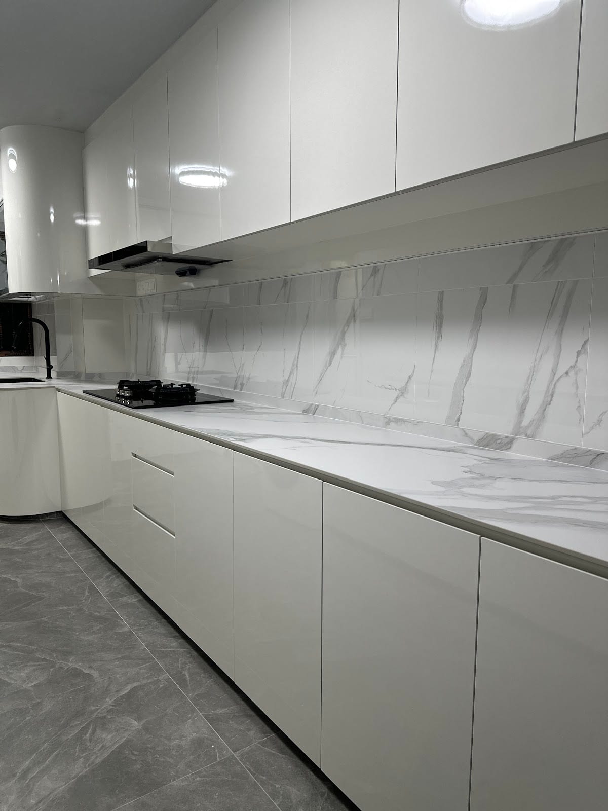 Master bathroom vanity carpentry and ambient LED lighting